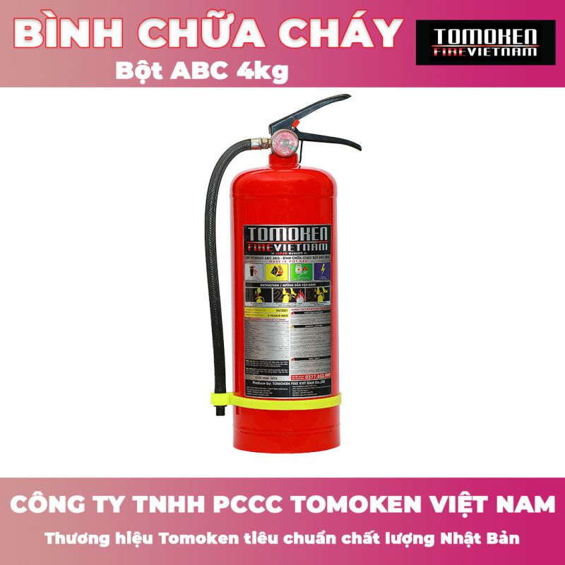 Bình chữa cháy xách tay Tomoken bột ABC 4kg TMK-VJ-ABC/4kg